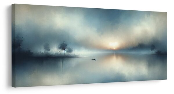 Quadro su tela – Barca nella nebbia del mattino