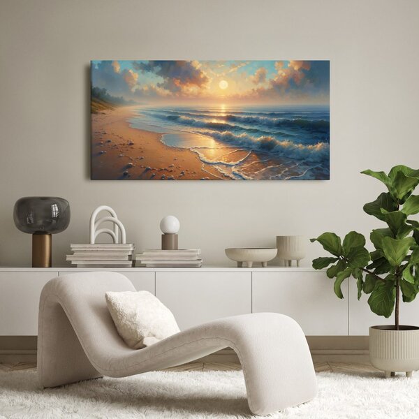 Quadro su tela – Luce dorata sulla spiaggia