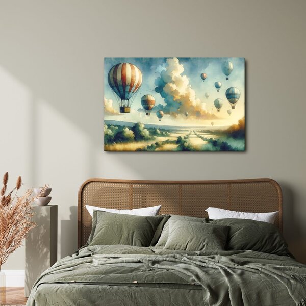 Quadro su tela – Volo di mongolfiere sul paesaggio