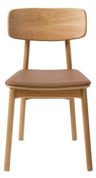 Sedia da pranzo in similpelle in colore marrone cognac-naturale Livo - Unique Furniture