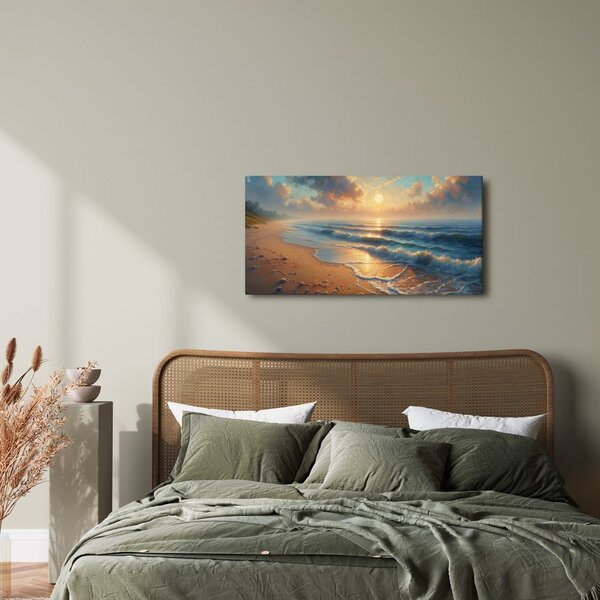Quadro su tela – Luce dorata sulla spiaggia