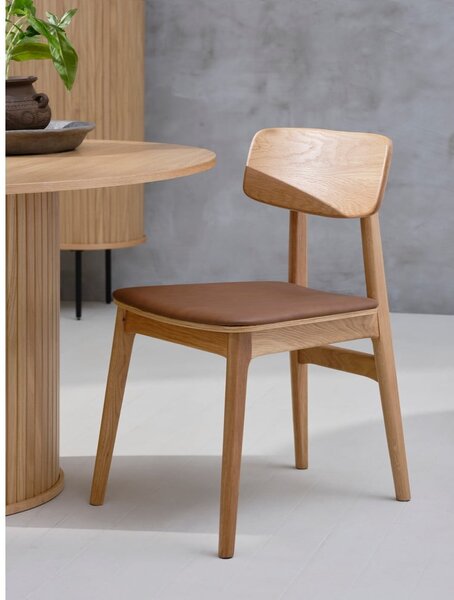 Sedia da pranzo in similpelle in colore marrone cognac-naturale Livo - Unique Furniture
