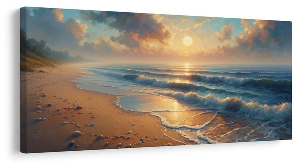 Quadro su tela – Luce dorata sulla spiaggia
