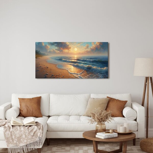 Quadro su tela – Luce dorata sulla spiaggia
