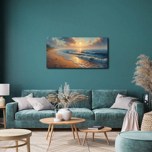 Quadro su tela – Luce dorata sulla spiaggia