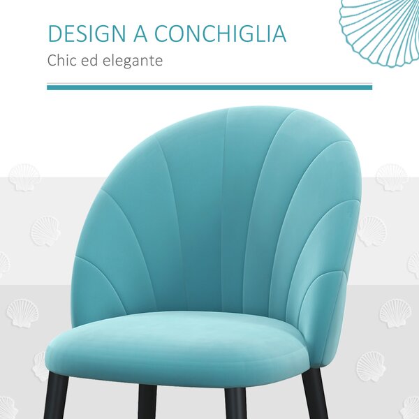 HOMCOM Set 2 Sedie da Salotto e Sala da Pranzo Imbottite con Design Nordico ed Ergonomico, Verde Chiaro, 52x54x79 cm|Aosom