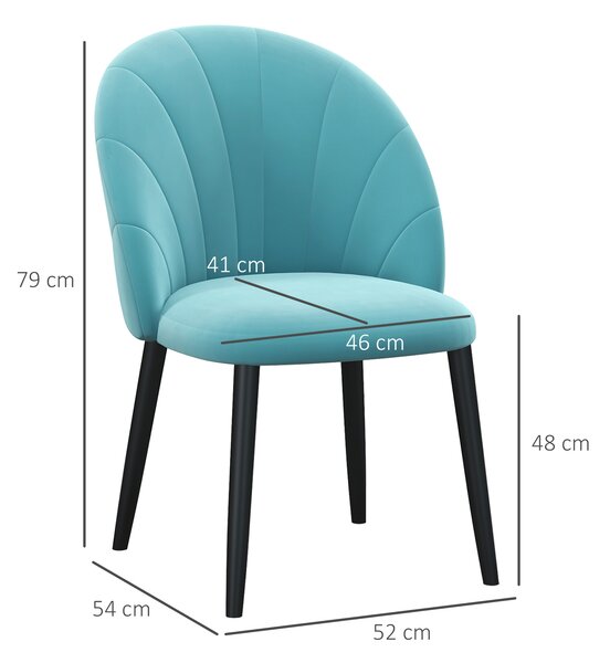 HOMCOM Set 2 Sedie da Salotto e Sala da Pranzo Imbottite con Design Nordico ed Ergonomico, Verde Chiaro, 52x54x79 cm|Aosom