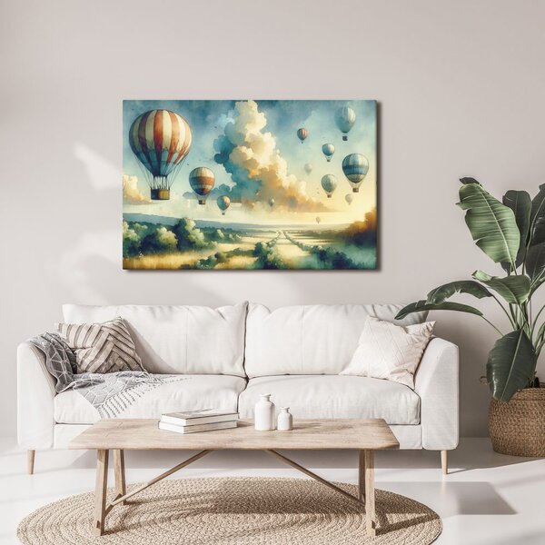 Quadro su tela – Volo di mongolfiere sul paesaggio