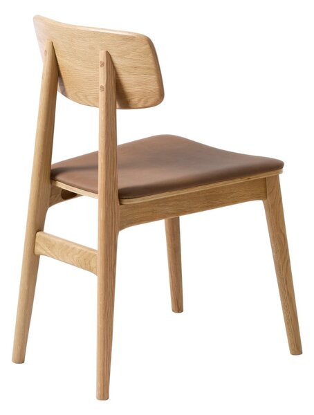 Sedia da pranzo in similpelle in colore marrone cognac-naturale Livo - Unique Furniture
