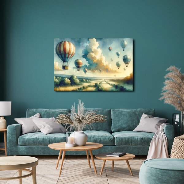 Quadro su tela – Volo di mongolfiere sul paesaggio