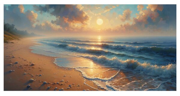 Quadro su tela – Luce dorata sulla spiaggia