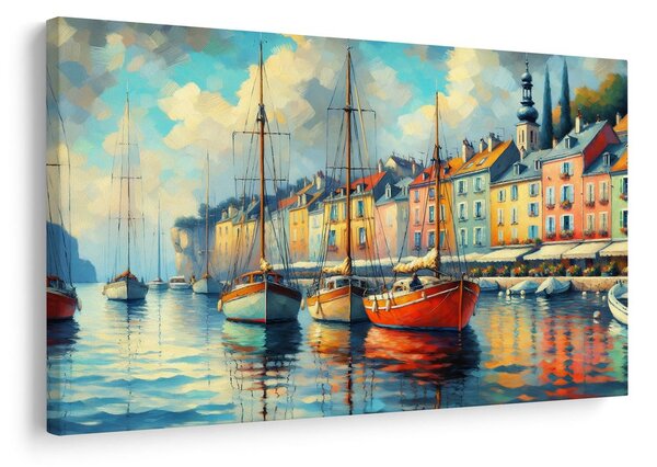 Quadro su tela – Barche nel porto colorato
