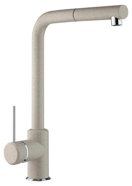 Schläfer 35506521 | Miscelatore Lavello Cucina Granito Avena, Bocca Girevole a squadra, Rubinetto Cucina Professionale con Doccetta Estraibile in Ottone, Miscelatore Lavello con Doccino Serie Stilo