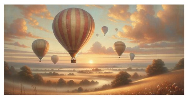 Quadro su tela – Tramonto con mongolfiere