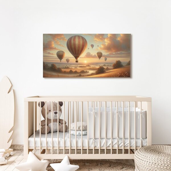 Quadro su tela – Tramonto con mongolfiere