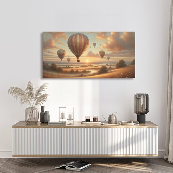 Quadro su tela – Tramonto con mongolfiere