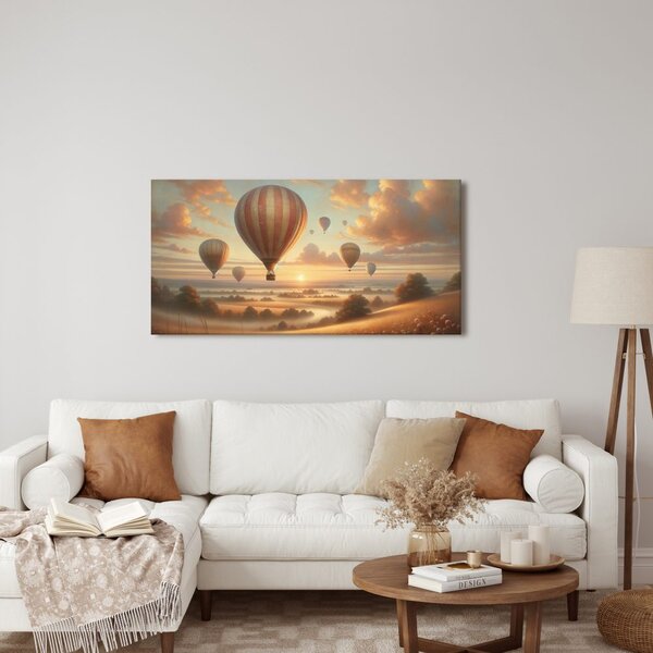 Quadro su tela – Tramonto con mongolfiere