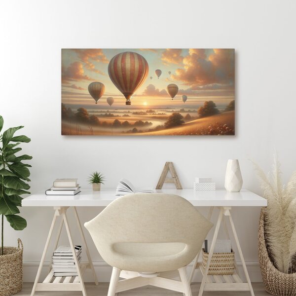 Quadro su tela – Tramonto con mongolfiere
