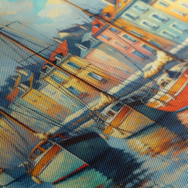 Quadro su tela – Barche nel porto colorato