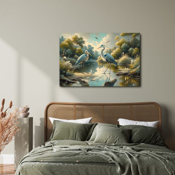 Quadro su tela – Aironi vicino all’acqua