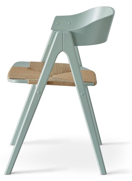 Sedia da pranzo in legno di faggio verde chiaro con seduta in rattan Findahl di Hammel Mette - Hammel Furniture