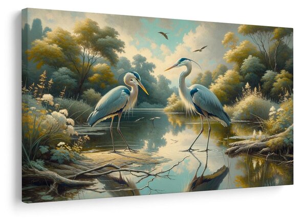 Quadro su tela – Aironi vicino all’acqua