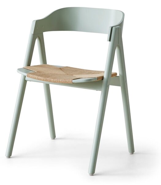 Sedia da pranzo in legno di faggio verde chiaro con seduta in rattan Findahl di Hammel Mette - Hammel Furniture