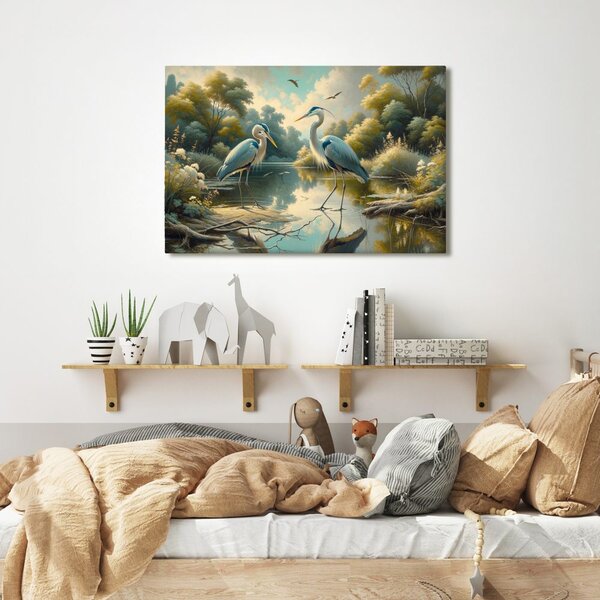Quadro su tela – Aironi vicino all’acqua