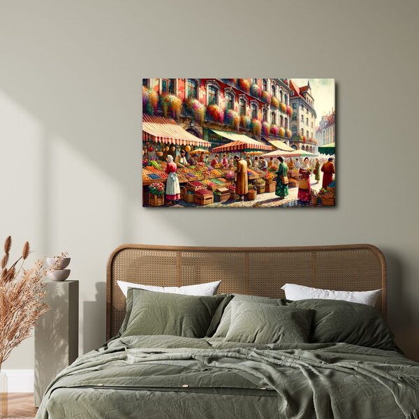 Quadro su tela – Mercato urbano con frutta