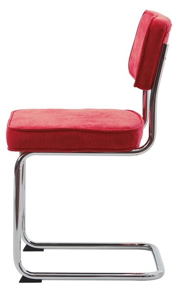 Sedia da pranzo in velluto a coste rosso Rupert - Unique Furniture