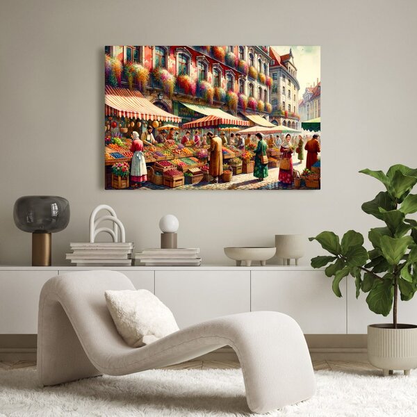 Quadro su tela – Mercato urbano con frutta