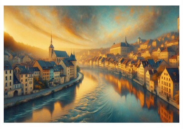 Quadro su tela – Città nella luce del mattino