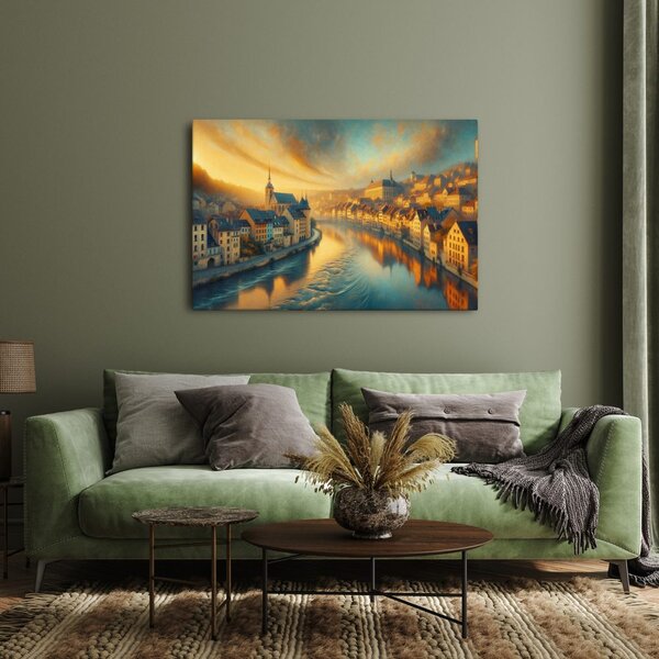 Quadro su tela – Città nella luce del mattino