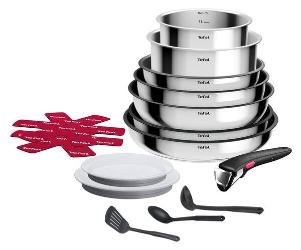 Set di pentole in alluminio 15 pezzi INGENIO Cook Eat L881SF04 - Tefal