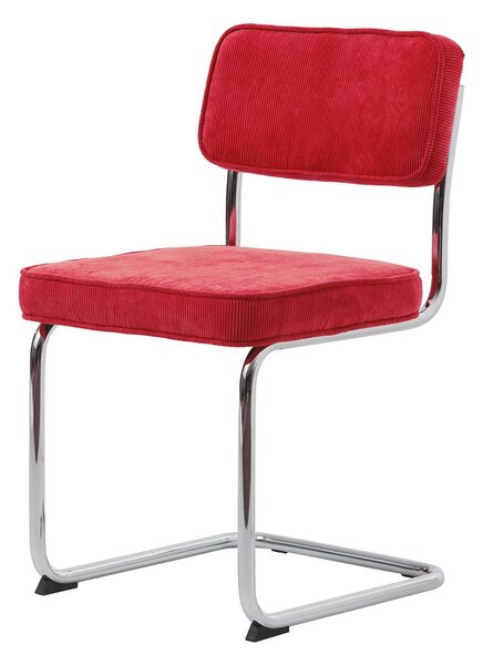 Sedia da pranzo in velluto a coste rosso Rupert - Unique Furniture