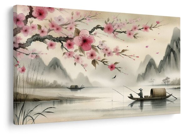 Quadro su tela – Pescatore tradizionale sul fiume