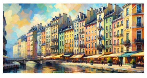 Quadro su tela – Caffè sul lungofiume