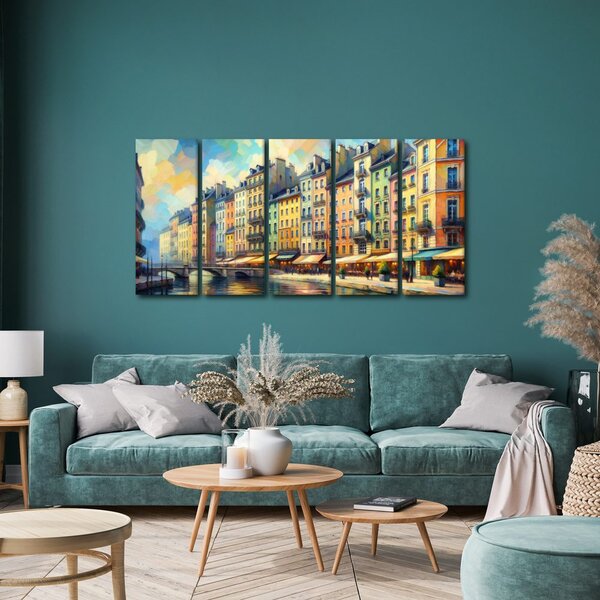 Quadri 5 pezzi – Lungofiume romantico