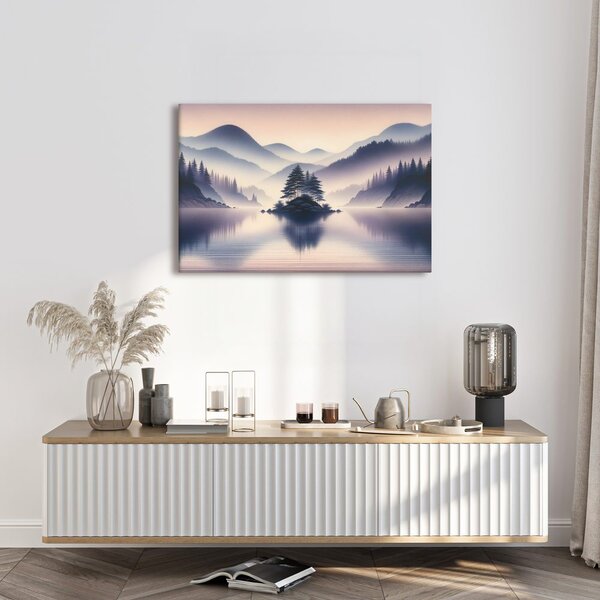 Quadro su tela – Isola al centro del lago