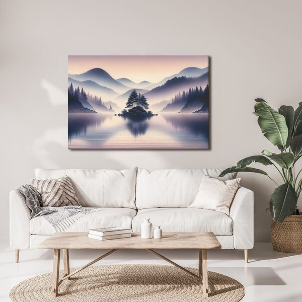 Quadro su tela – Isola al centro del lago