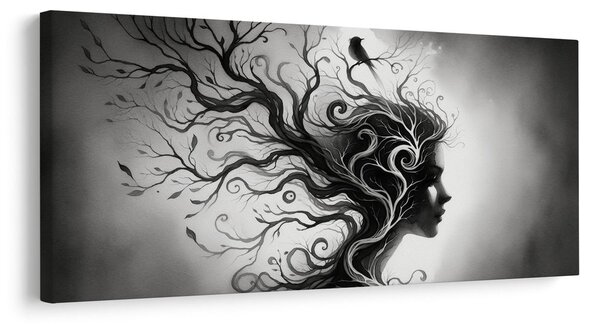Quadro su tela – Albero della vita nella silhouette femminile