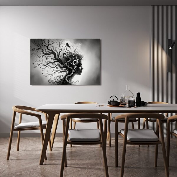 Quadro su tela – Ritratto in bianco e nero con albero della vita