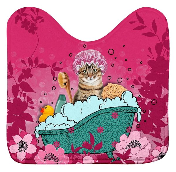 Tappetino da bagno rosa 45x45 cm Chatibulle - douceur d'intérieur