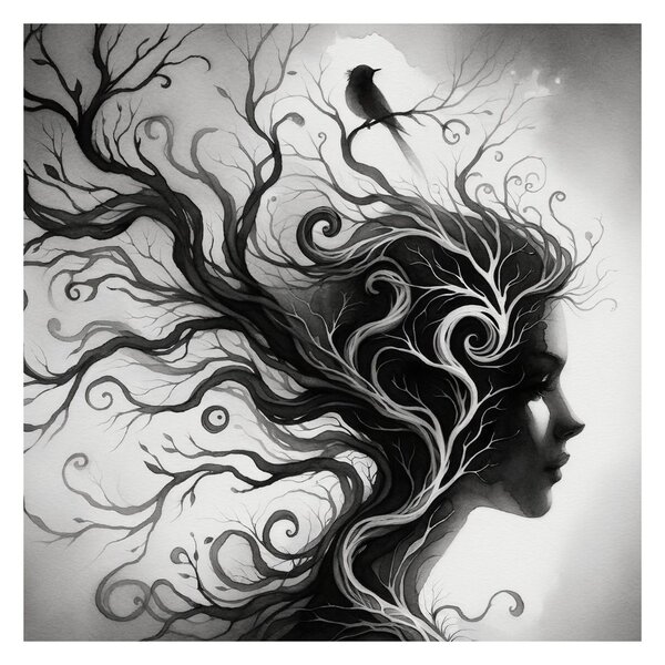 Quadro su tela – Donna fantastica e albero della vita