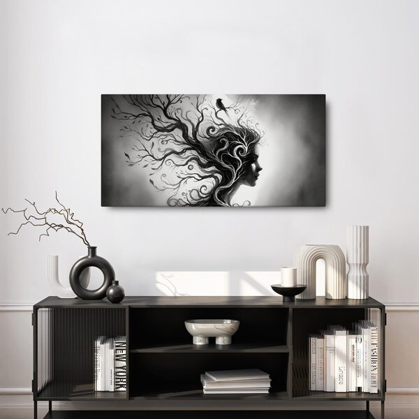 Quadro su tela – Albero della vita nella silhouette femminile