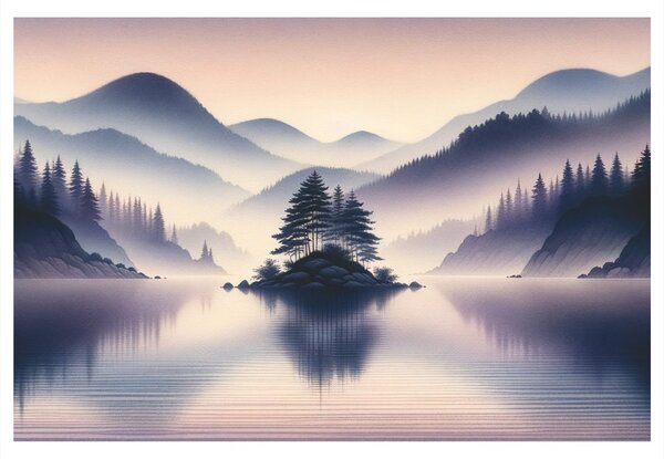 Quadro su tela – Isola al centro del lago