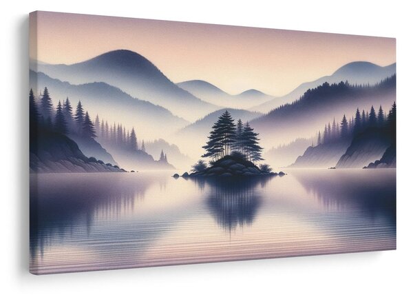 Quadro su tela – Isola al centro del lago