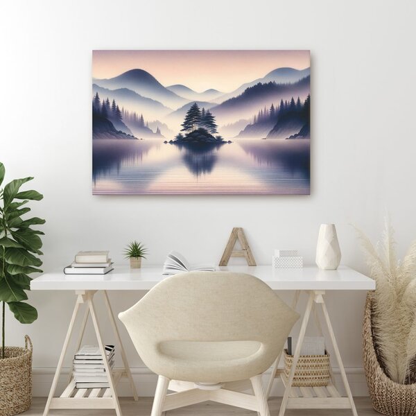 Quadro su tela – Isola al centro del lago