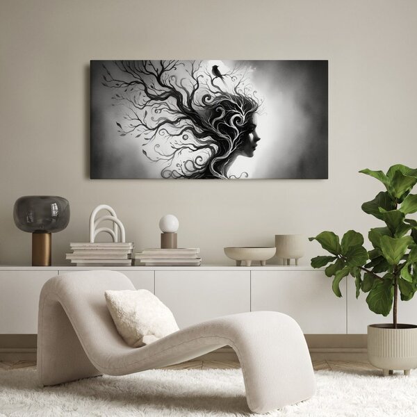 Quadro su tela – Albero della vita nella silhouette femminile