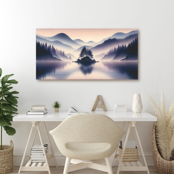 Quadro su tela – Lago tranquillo tra le montagne